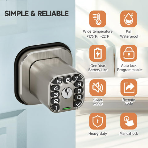 Richelock keypad illuminated at night for easy entry.