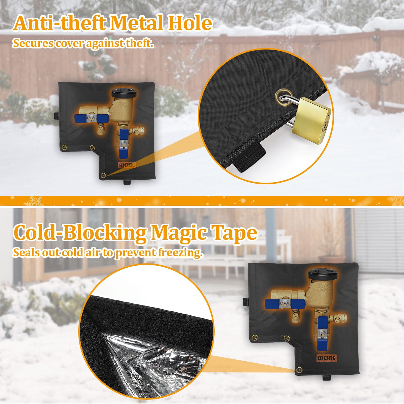 RICHIE universal fit covers PVB, RPZ, hose bibs, and well pumps