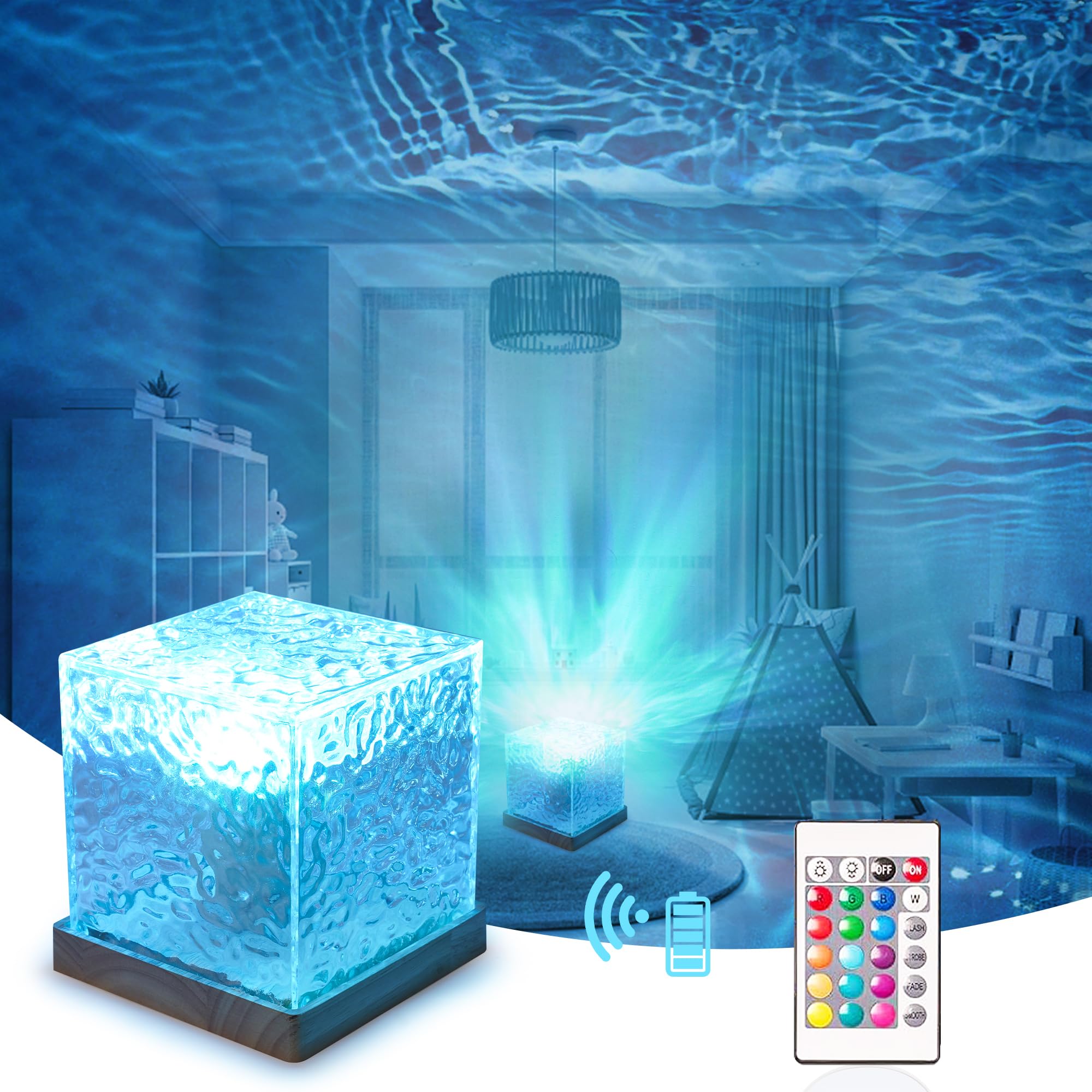 RICHMYC Ocean Wave Projector Light creates mood lighting with 16 colors.