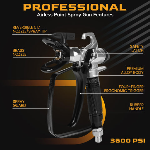 RICHOKIE airless spray gun with 517 reversible nozzle for precise finishes