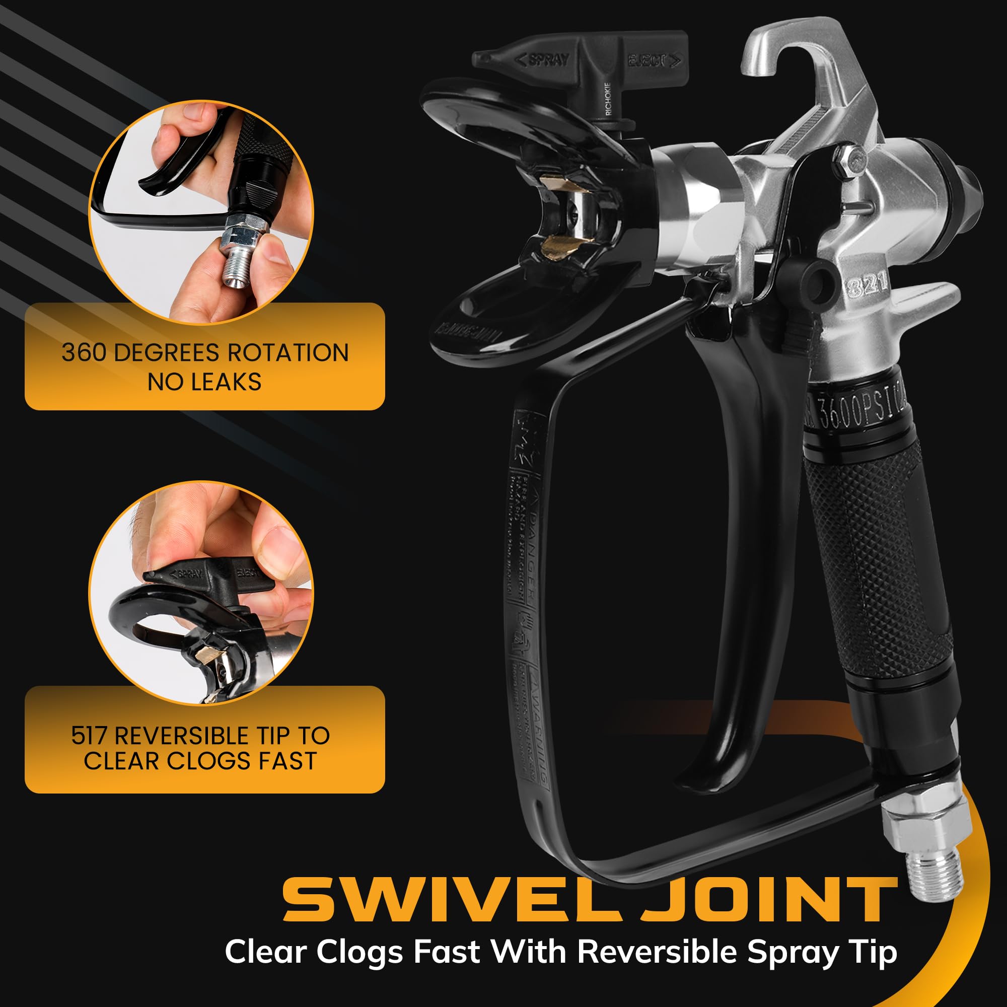 RICHOKIE airless spray gun rubber handle for comfortable grip during long projects