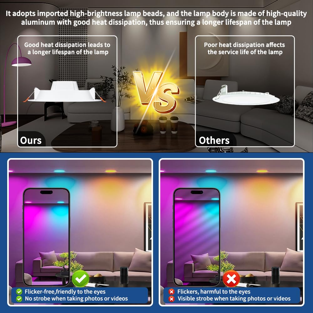 Alexa voice activation guiding hands-free control of RICHSING recessed lights