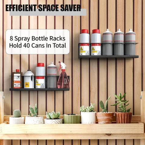 Riciakik durable black spray rack in a workshop setting ready for aerosols.