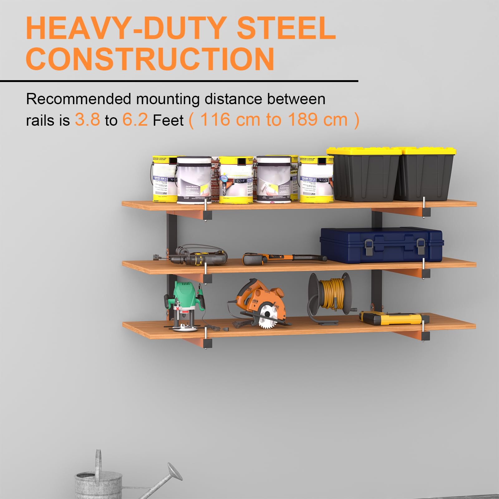 Riciakik lumber rack nine-level system maximizes vertical storage space.