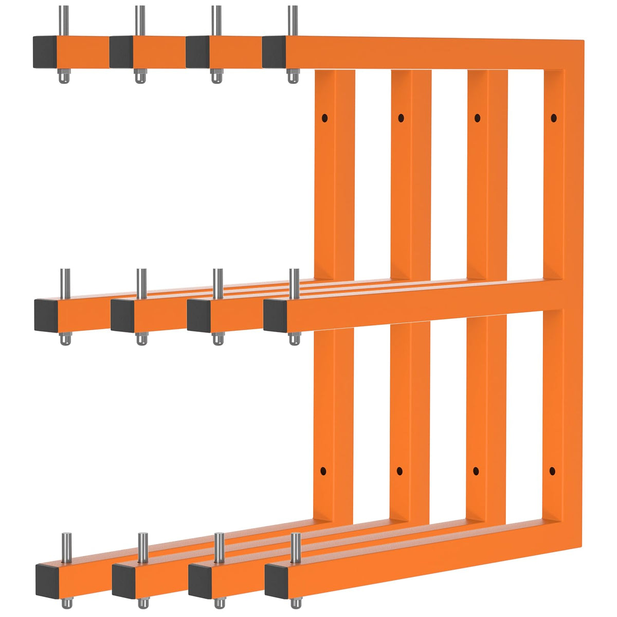 Riciakik lumber rack wall-mounted six-level organized lumber storage.