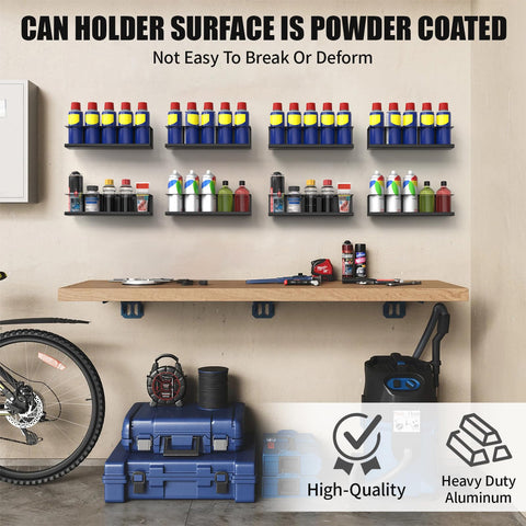 Riciakik versatile, multi-use spray paint storage for garage or workshop.