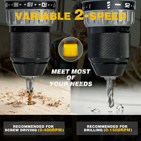 RIDA built-in LED worklight aids dim-space drilling and screwdriving.