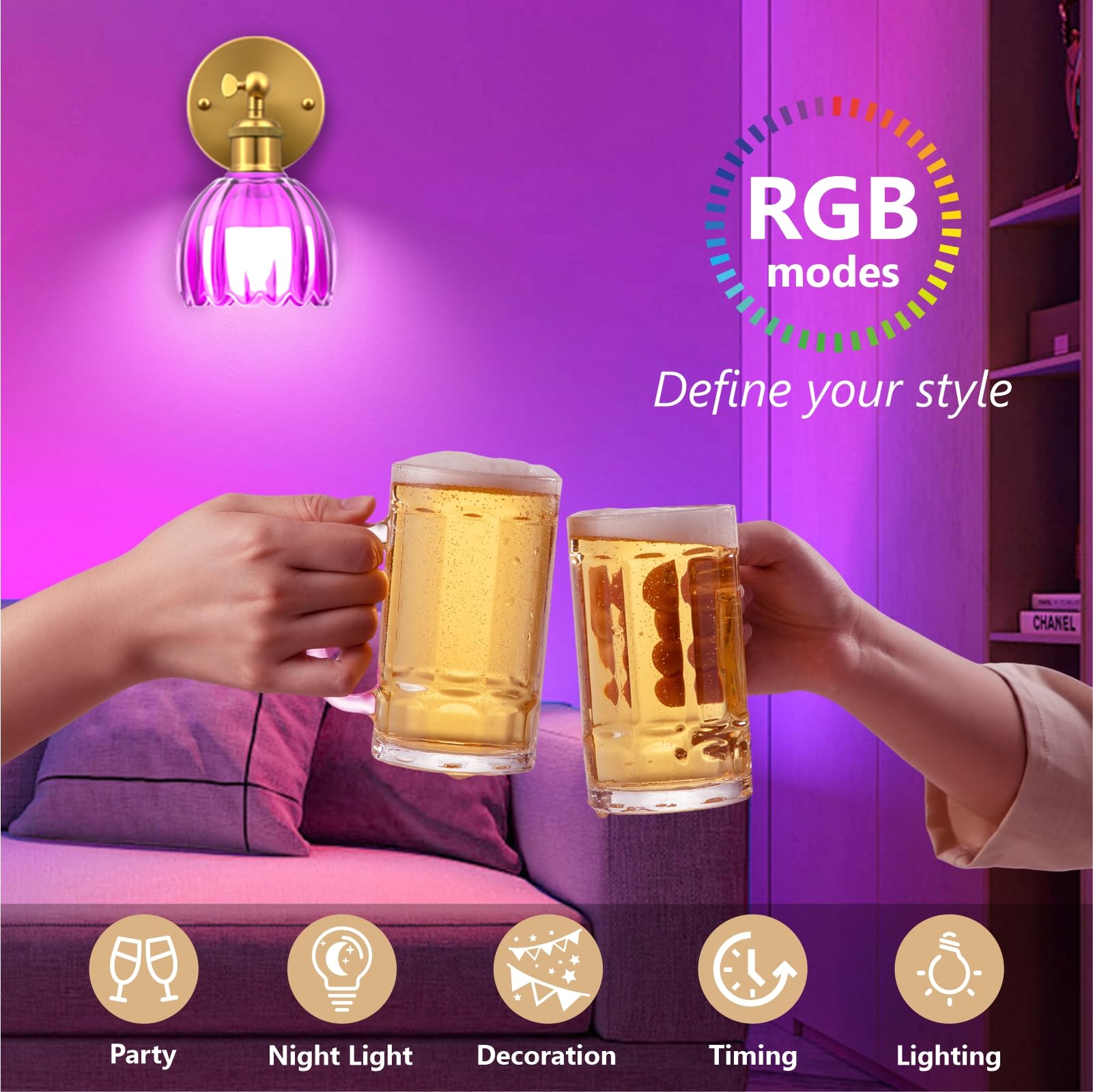 RIDALUX two-pack wall lights suited for bedrooms and living spaces.