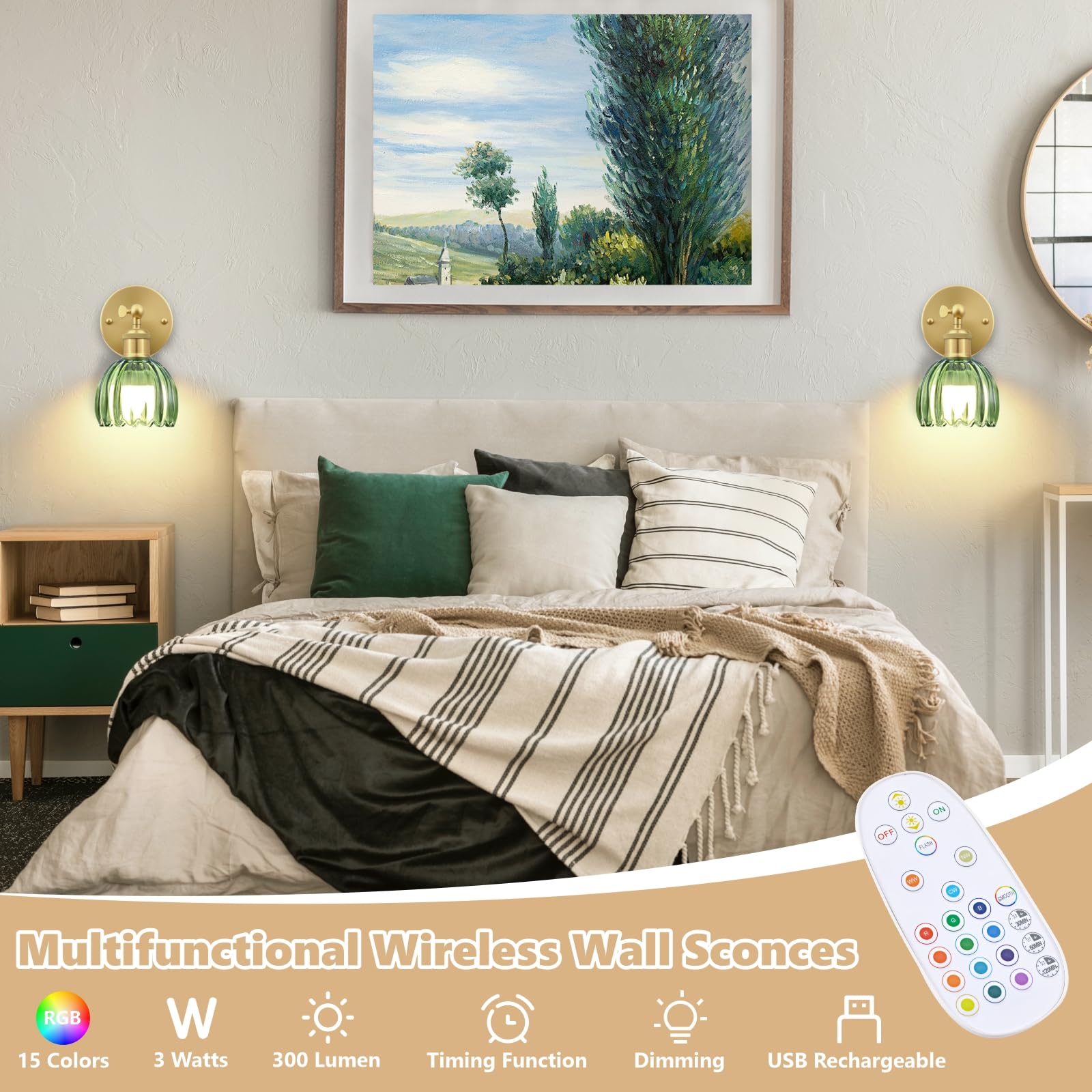 RIDALUX wireless wall light mounts without wiring for effortless installation.