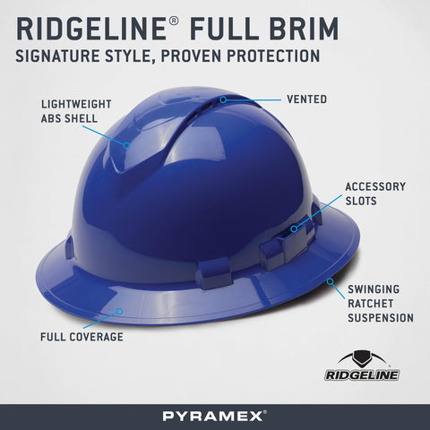 Ridgeline hi-vis blue helmet option increases visibility on site.
