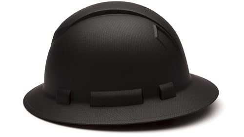 Ridgeline Pyramex full brim hard hat right side view highlights rugged ABS shell