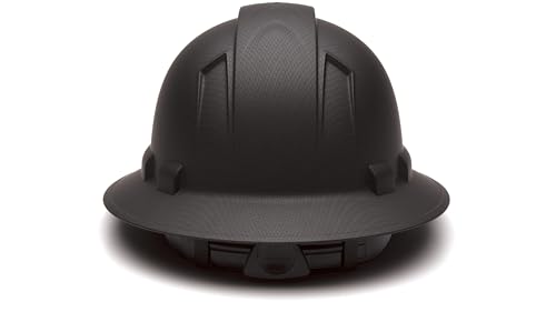 Ridgeline Pyramex full brim hard hat top view reveals compact profile and secure retention