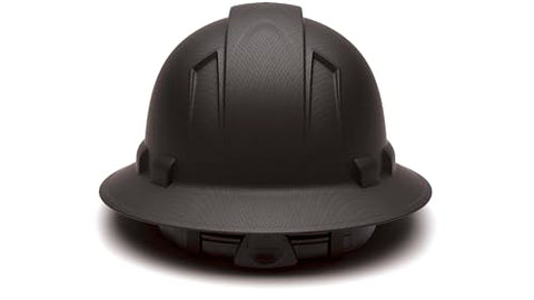 Ridgeline Pyramex full brim hard hat top view reveals compact profile and secure retention