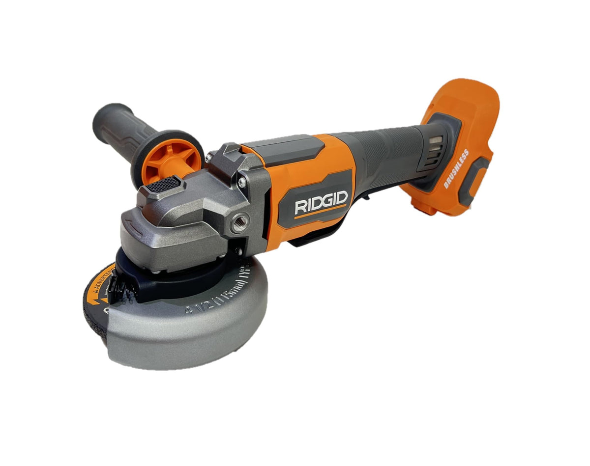 RIDGID 18V brushless angle grinder with paddle switch for extended use