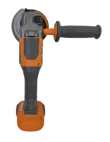 RIDGID 18V grinder with tool-free adjustment speeds accessory changes