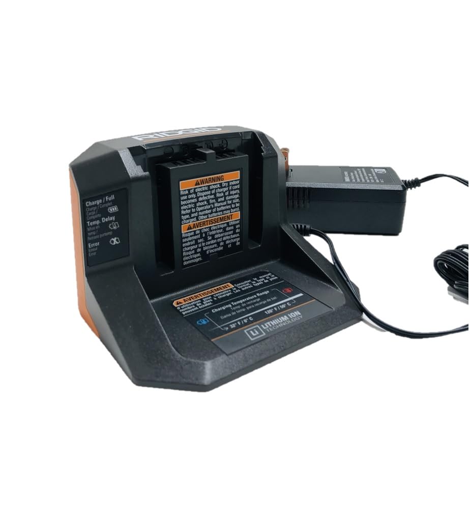 RIDGID 18V charger compact design fits in small workspaces on site.