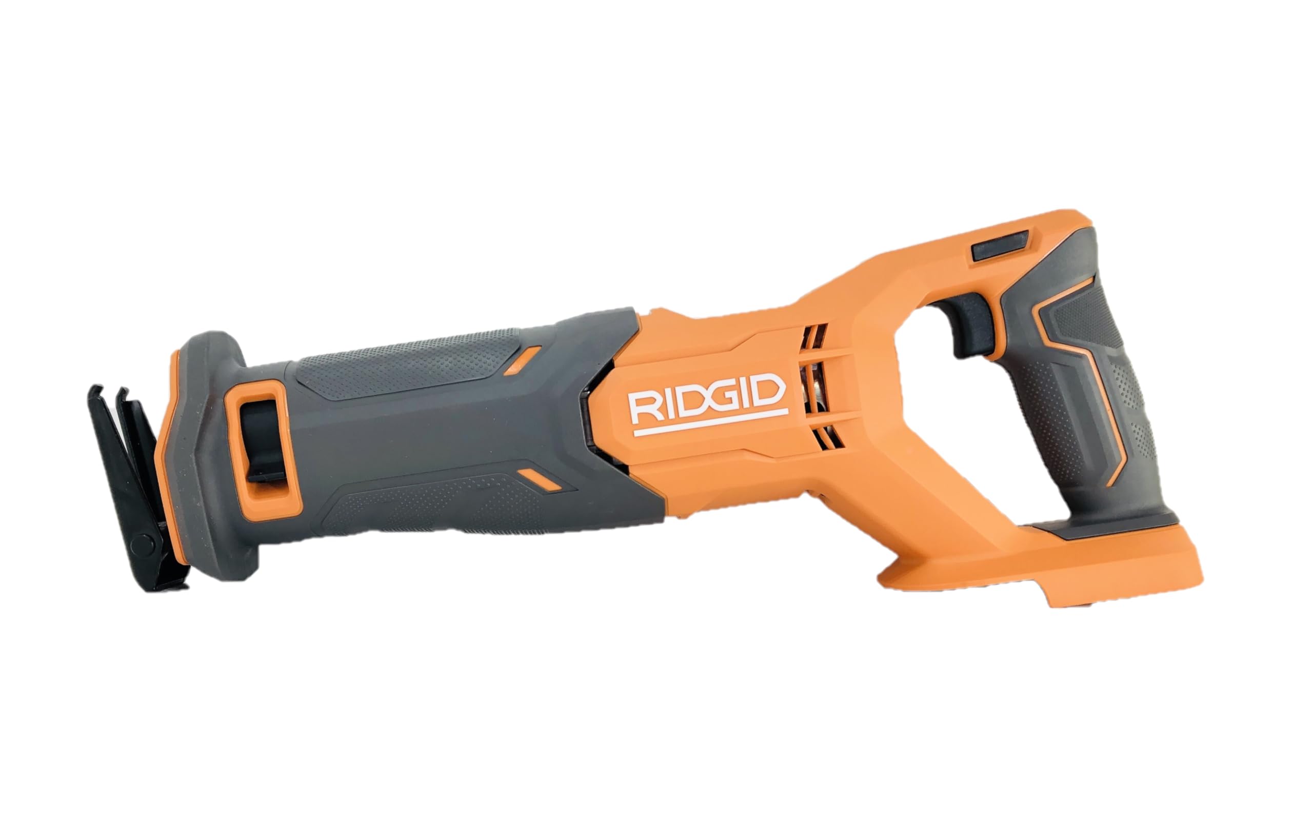 RIDGID 18V reciprocating saw with ergonomic handle for comfortable use.