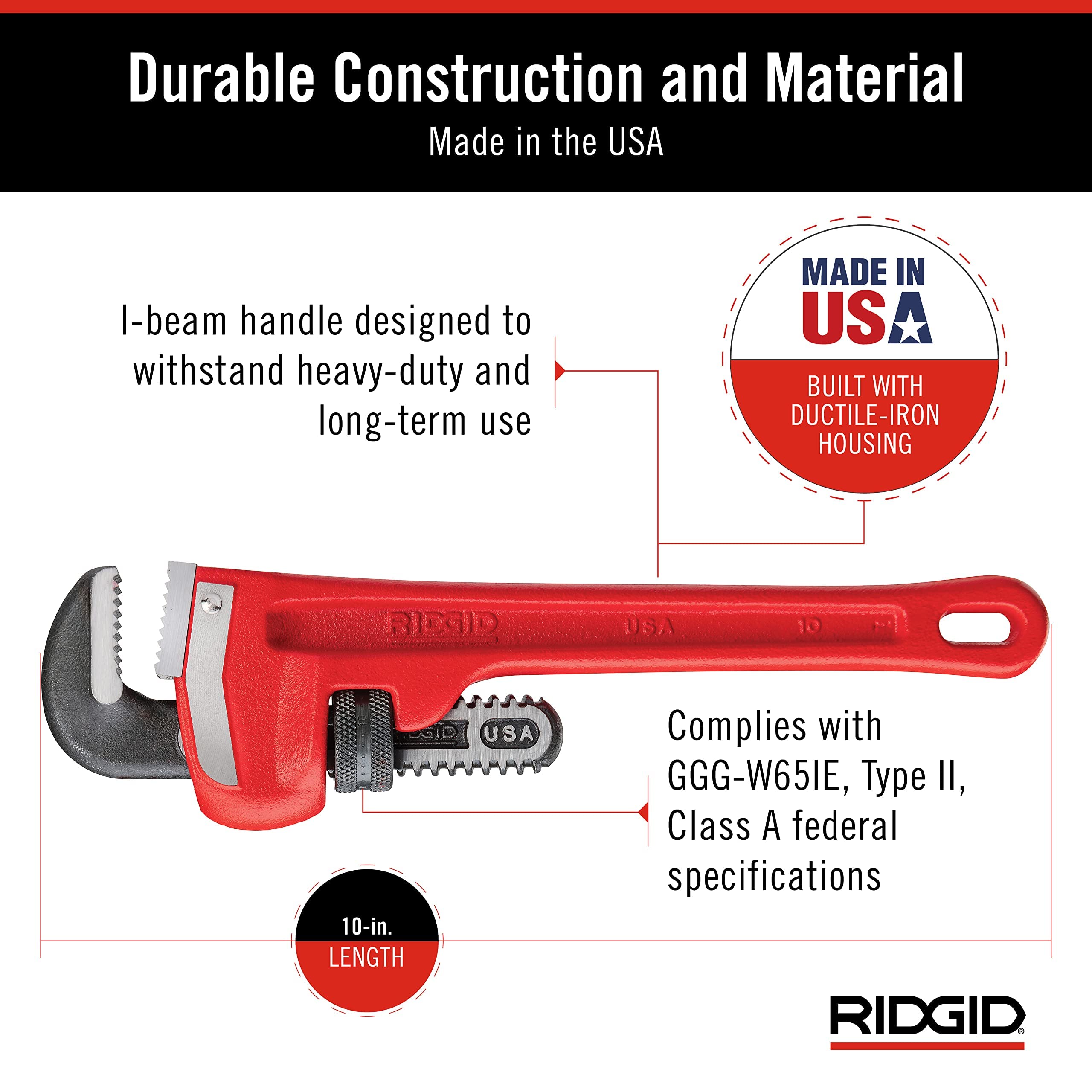 RIDGID 31010 forged hook jaw enables quick adjustments in tight spaces.