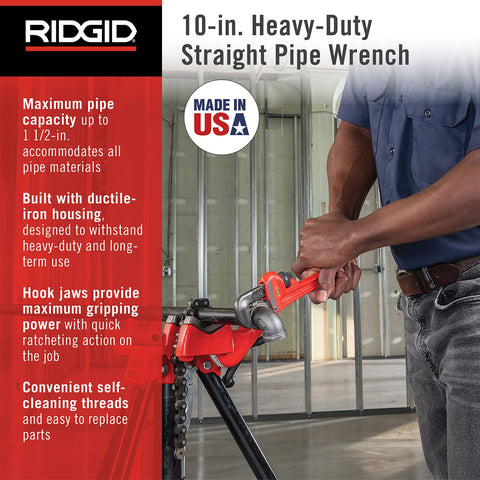 RIDGID 31010 wrench jaw delivers secure grip on various pipe sizes.