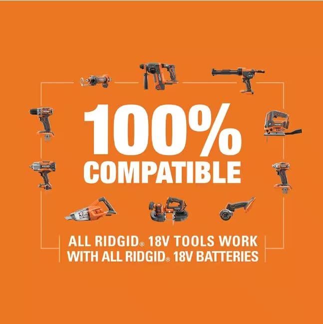 RIDGID ecosystem compatibility with 18V tools and the 2.0Ah battery.