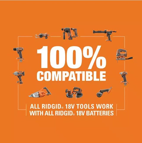 RIDGID ecosystem compatibility with 18V tools and the 2.0Ah battery.