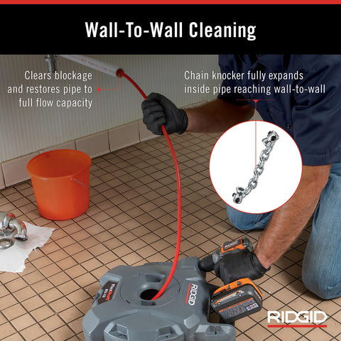 RIDGID K9-12 FlexShaft cordless drill setup illustrating 1800-2500 RPM compatibility.