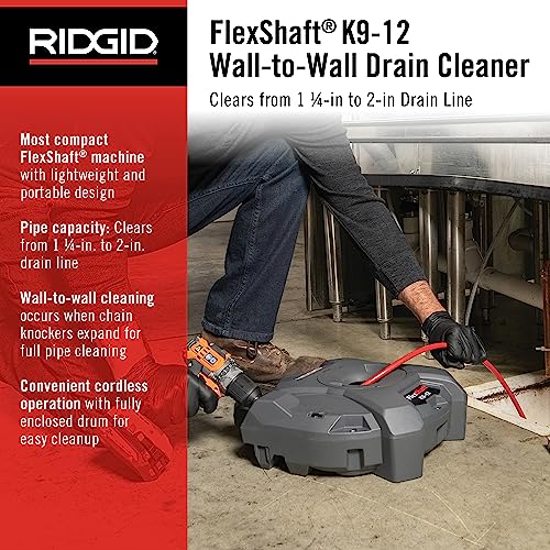 RIDGID K9-12 FlexShaft housing closeup showing a compact portable design.