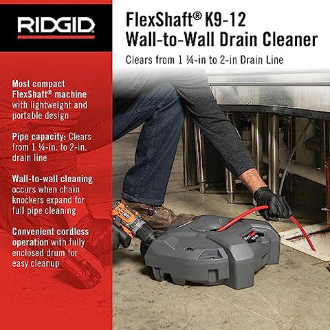 RIDGID K9-12 FlexShaft housing closeup showing a compact portable design.