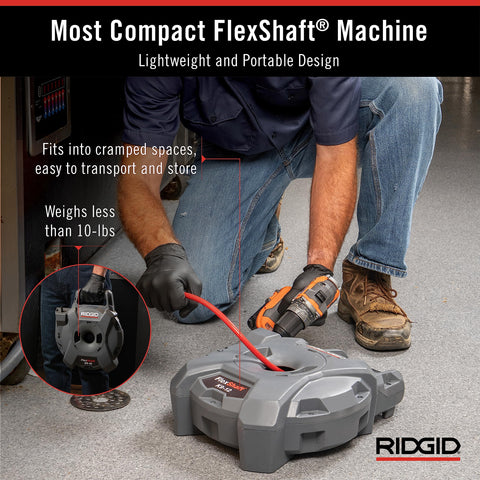 RIDGID K9-12 FlexShaft wall-to-wall cleaning in action demonstrates chain knocker expansion.