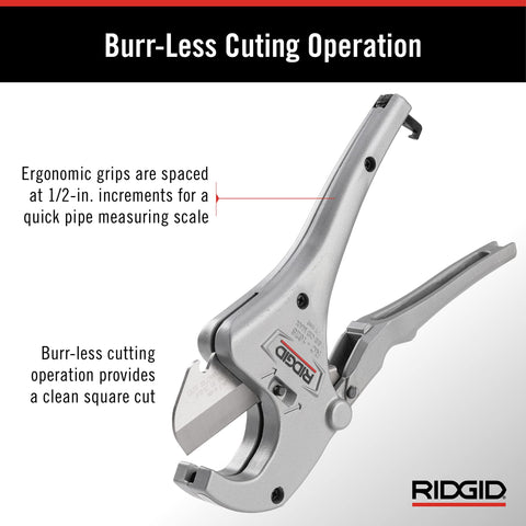 RIDGID RC-1625 1/2-inch increments serve as a quick pipe measuring scale.