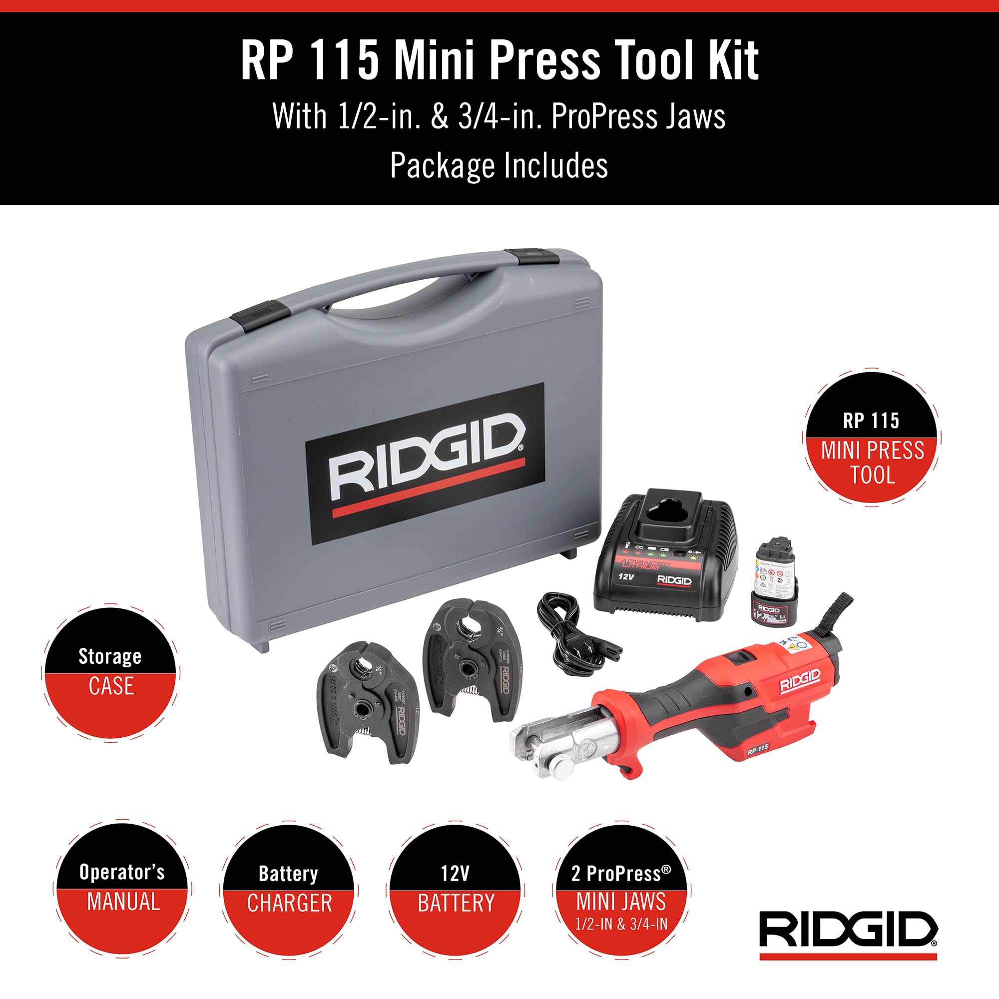 RIDGID RP 115 head swivel at 210 degrees aids overhead work