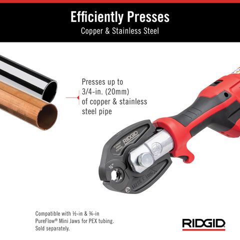 RIDGID RP 115 includes 1/2-3/4 jaw for versatile piping connections