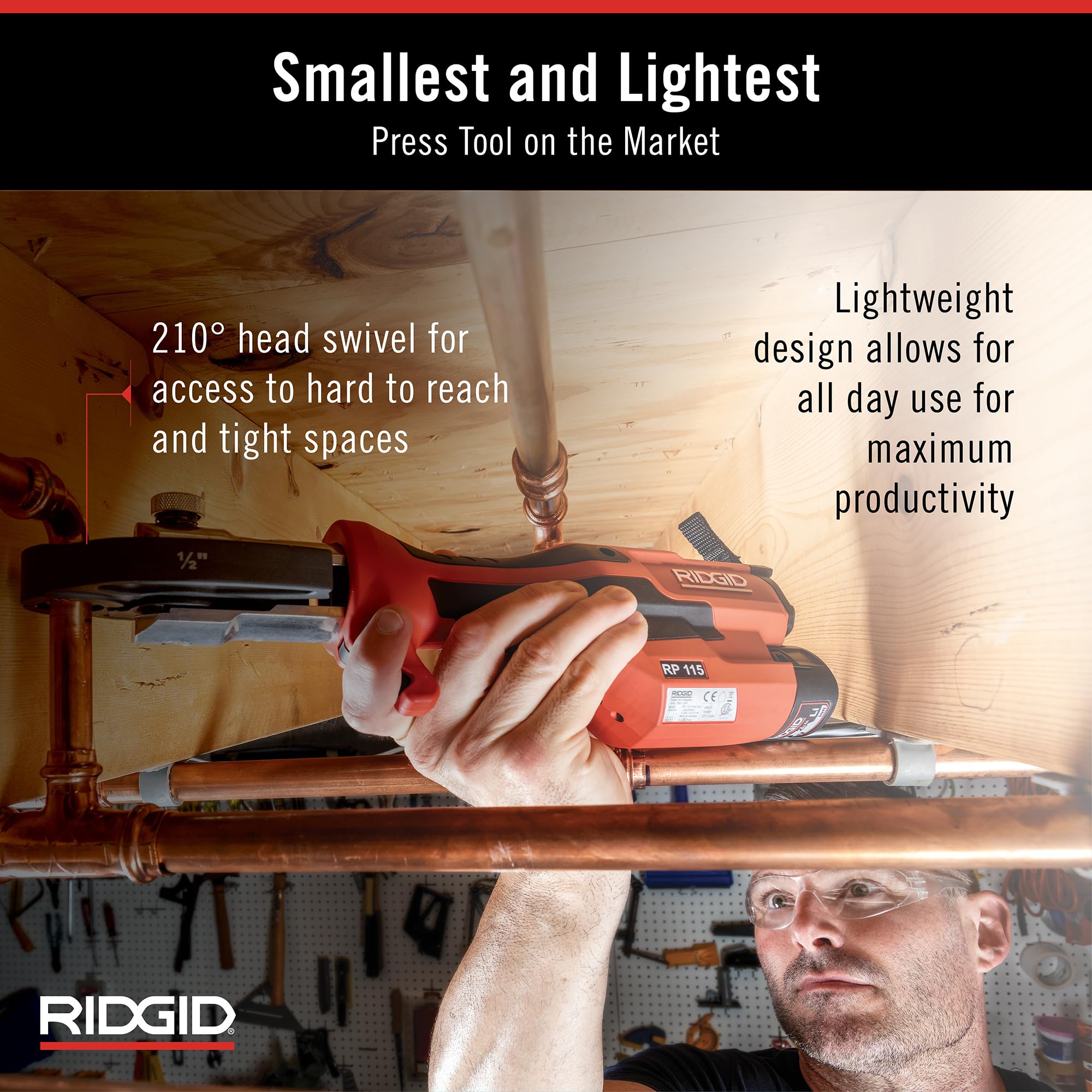 RIDGID RP 115 SlimGrip ergonomic handle enhances balance and comfort