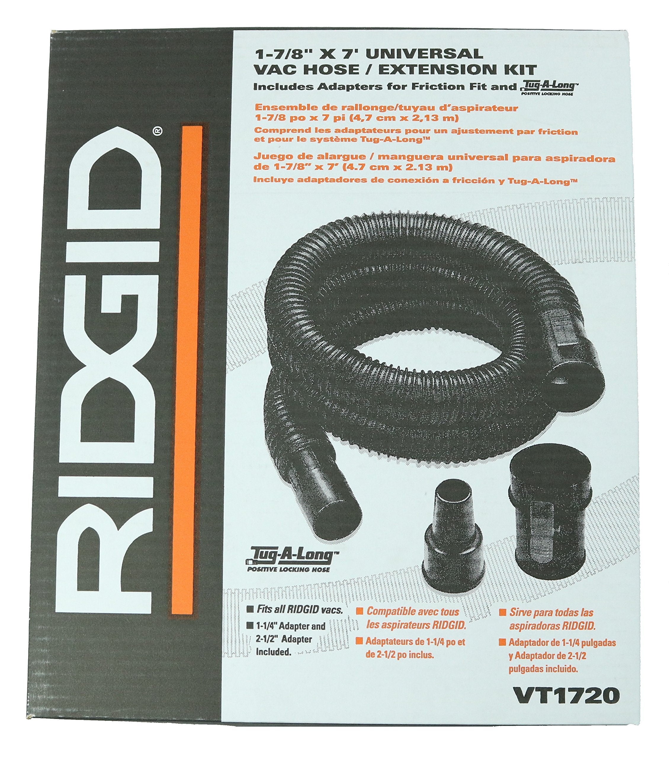 RIDGID Tug-A-Long includes a 1-1/4 inch adapter for versatile connections.