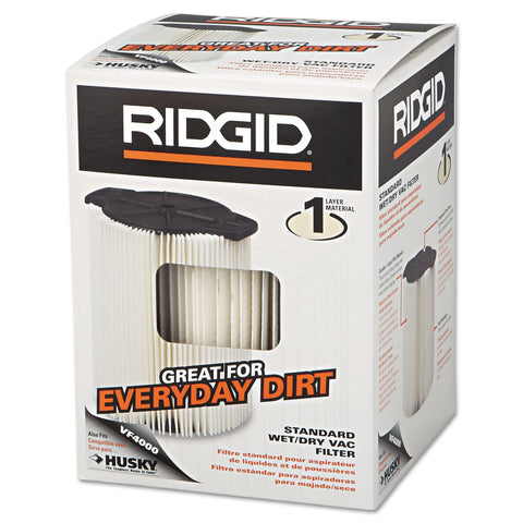 RIDGID VF4000 pleated paper filter offers large surface area