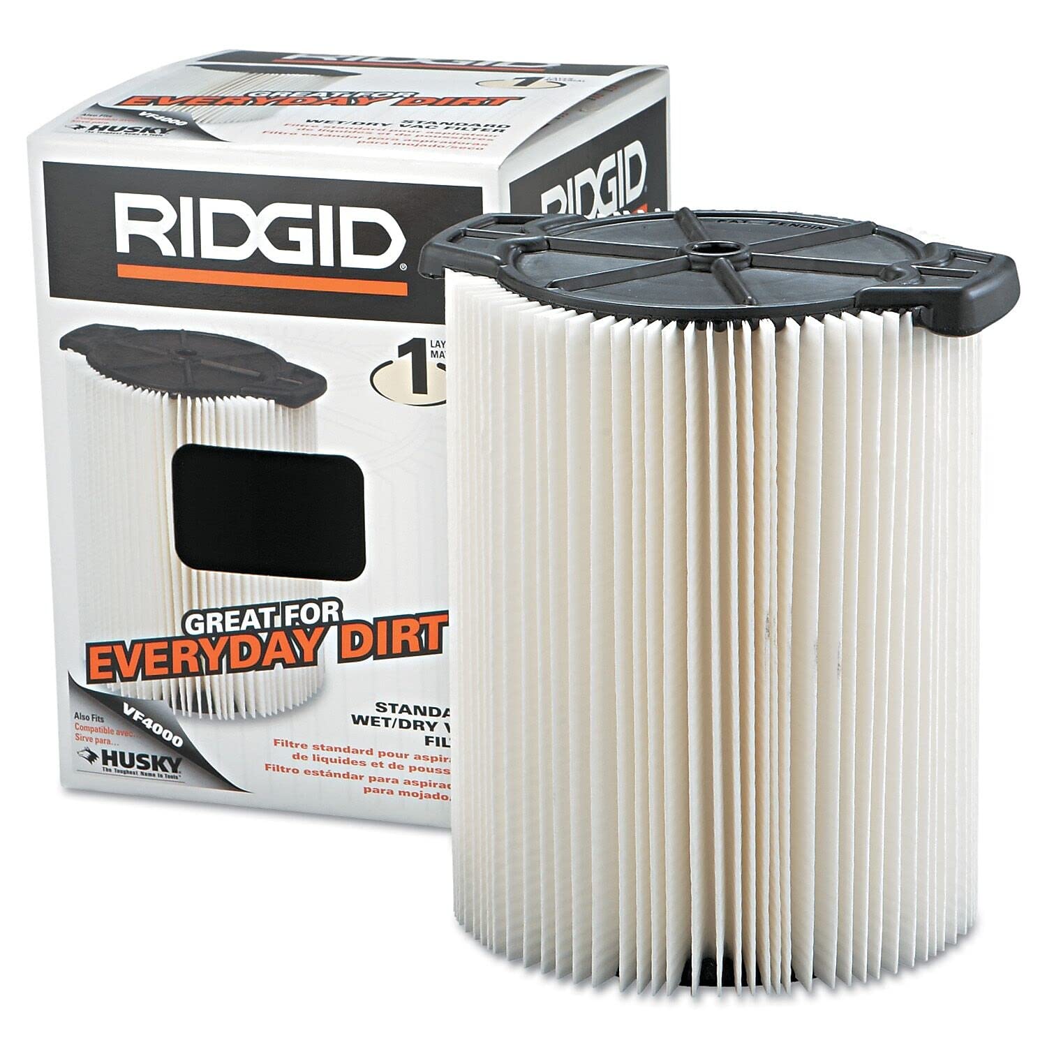 RIDGID VF4000 standard filter with pleated design for high surface filtration