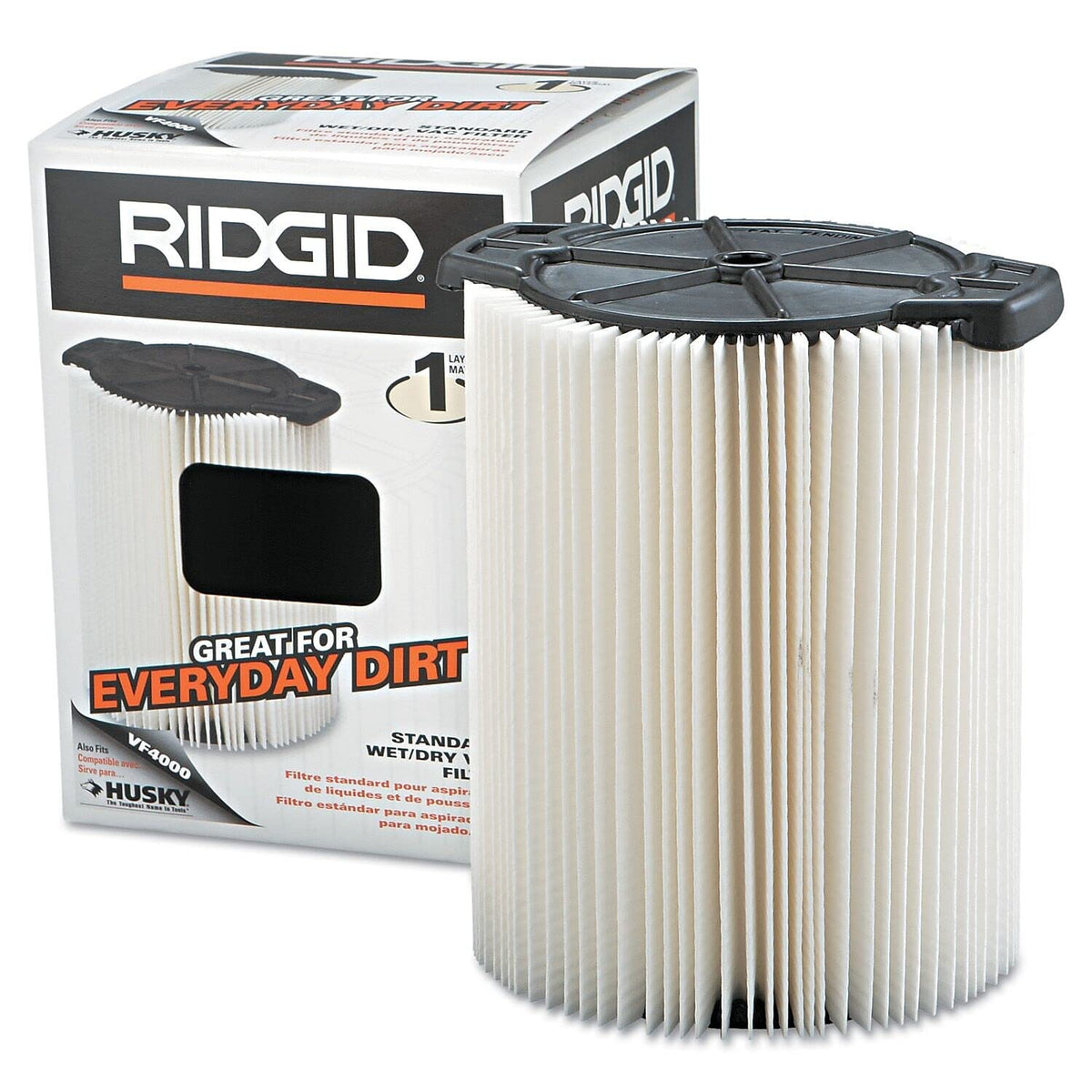 RIDGID VF4000 standard filter with pleated design for high surface filtration