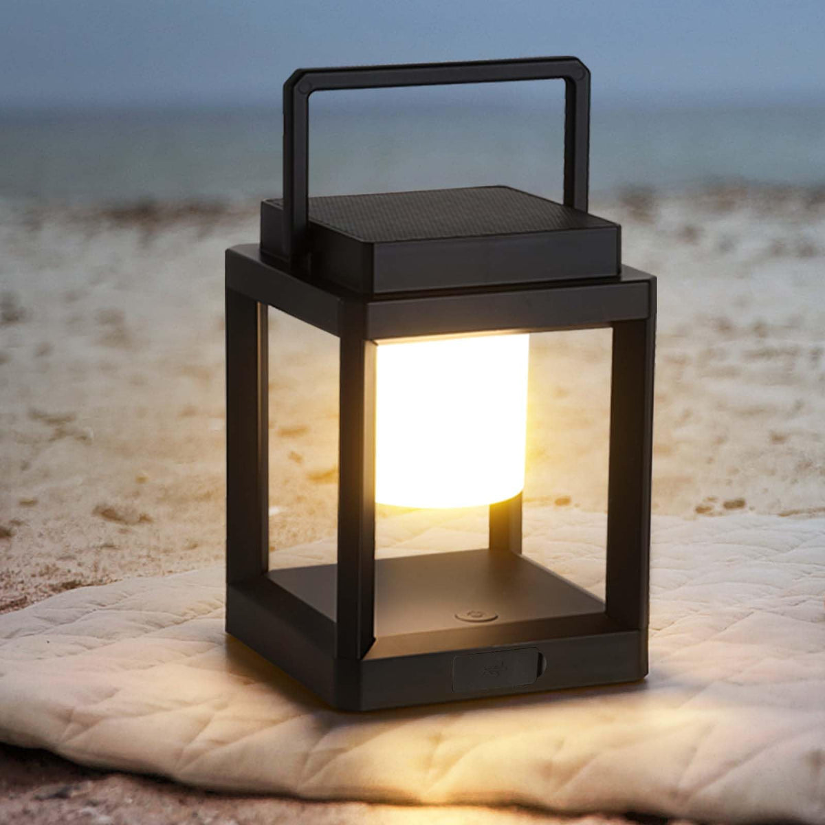 RIDALUX solar lantern with handle for easy carrying and hanging in any outdoor space.