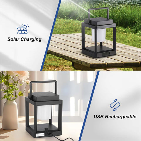 RIDALUX solar lantern provides three brightness modes for customizable ambiance.
