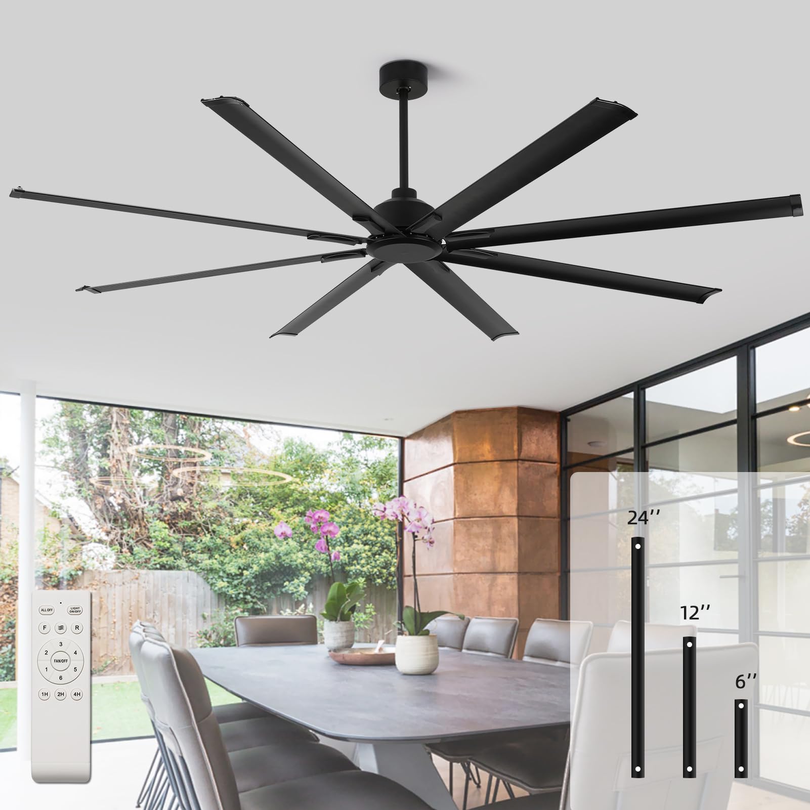 RIENAZA 96 inch ceiling fan blades for large spaces providing stable airflow