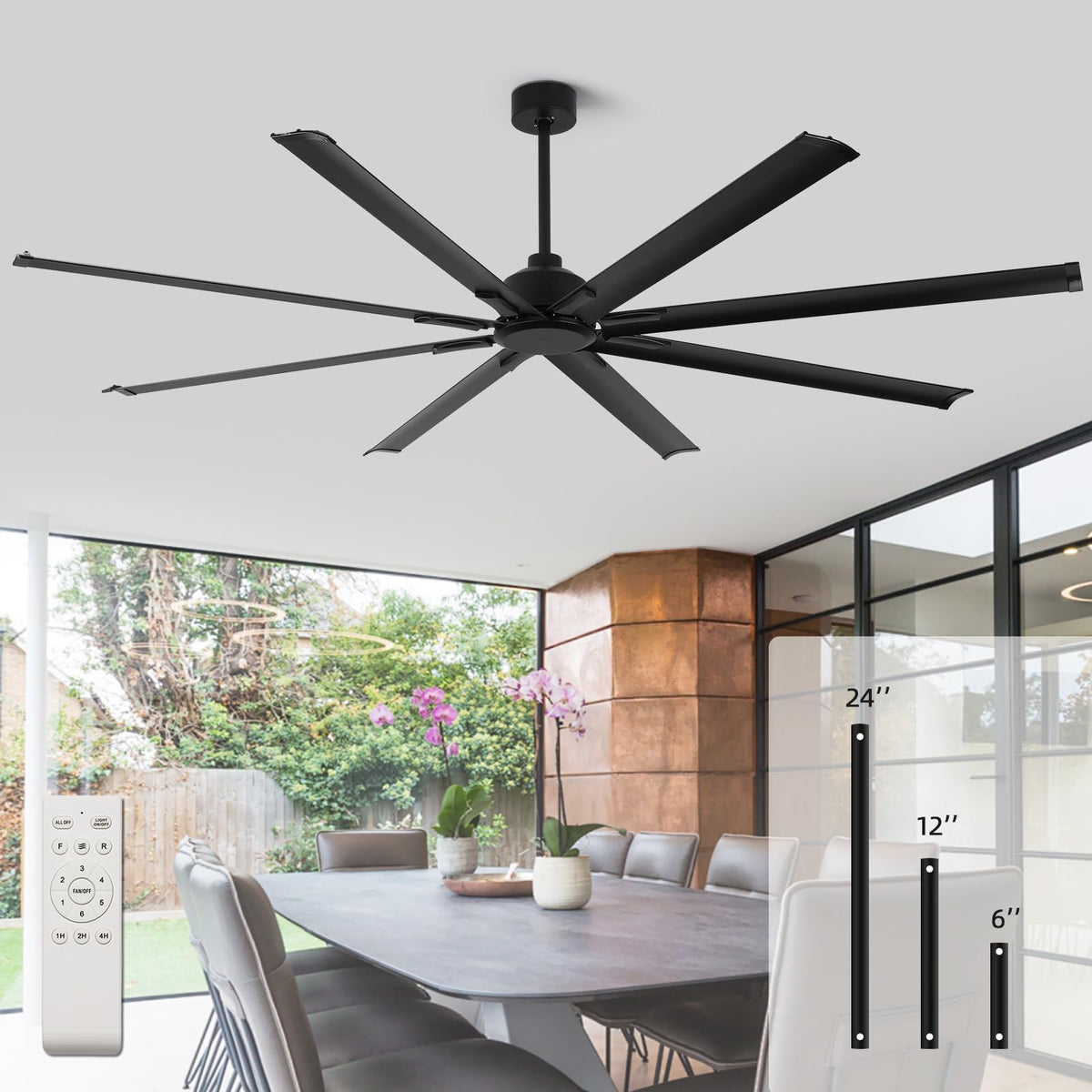 RIENAZA 96 inch ceiling fan blades for large spaces providing stable airflow