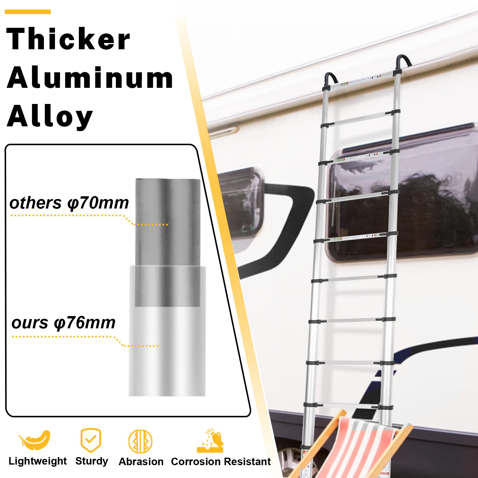 RIKADE ladder non-slip feet ensure secure use on various floors.