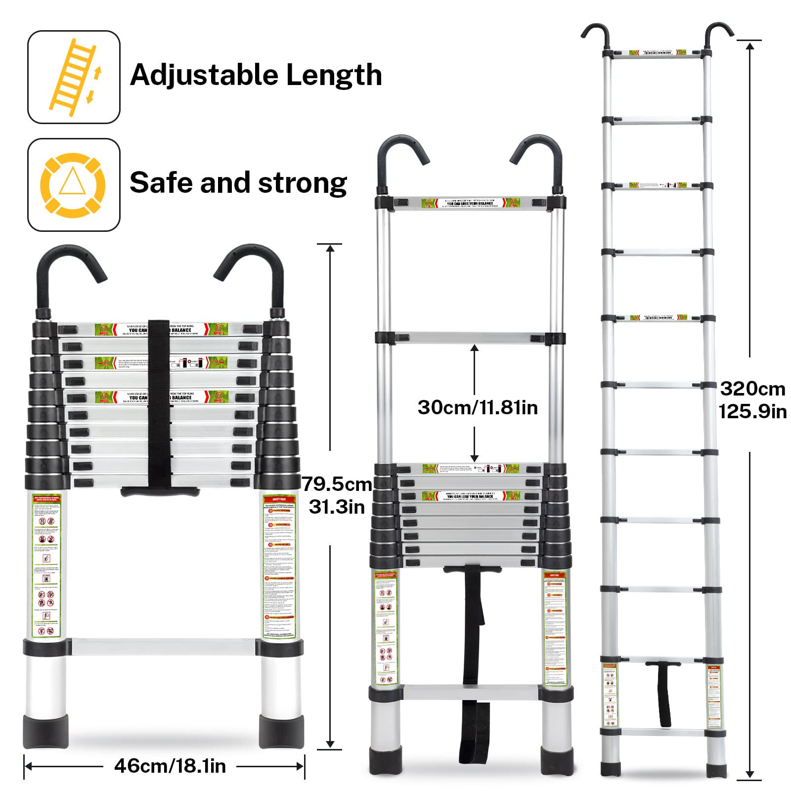RIKADE telescopic ladder side extensions enable adjustable height for versatile reach.