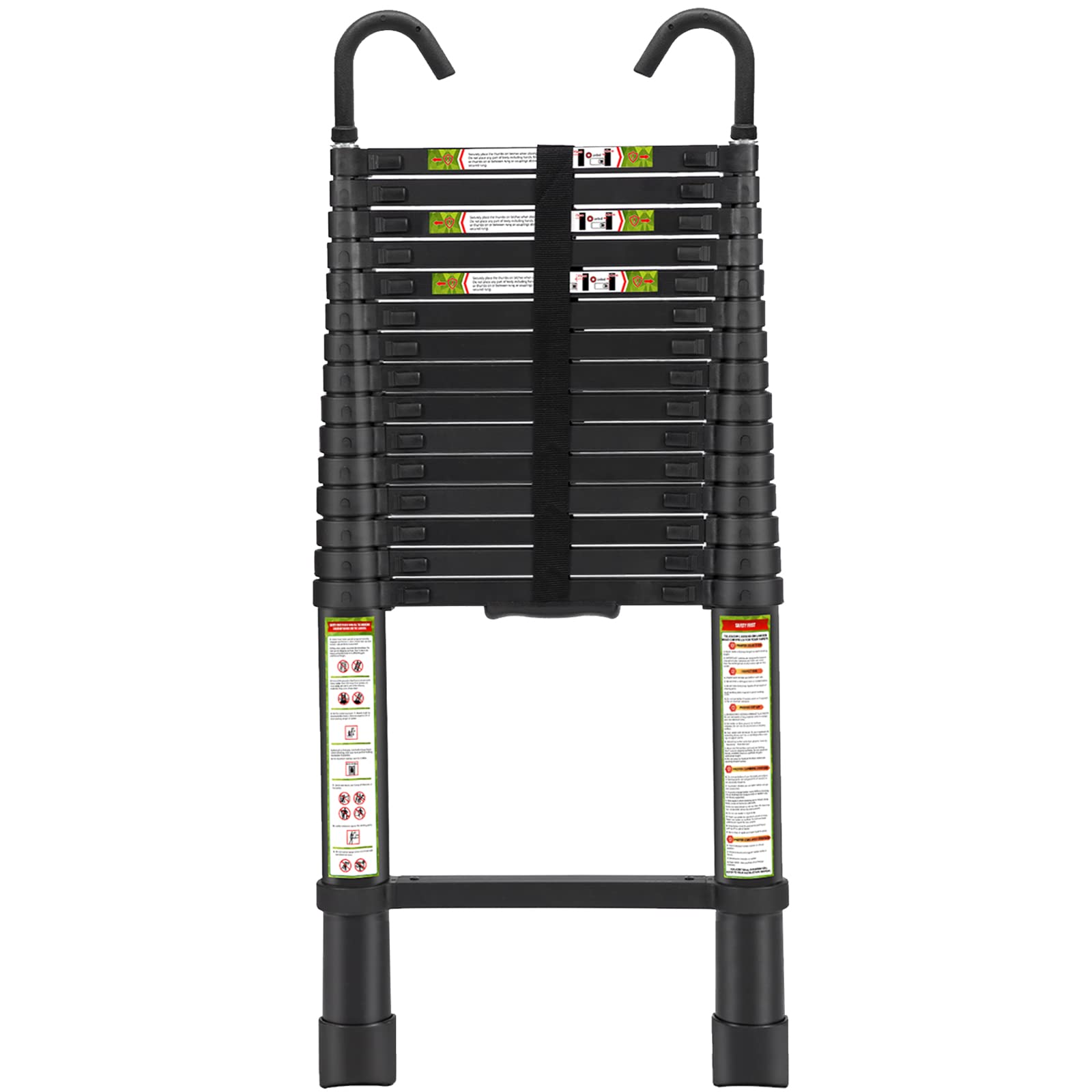 RIKADE telescoping ladder with a stable hook for secure indoor tasks