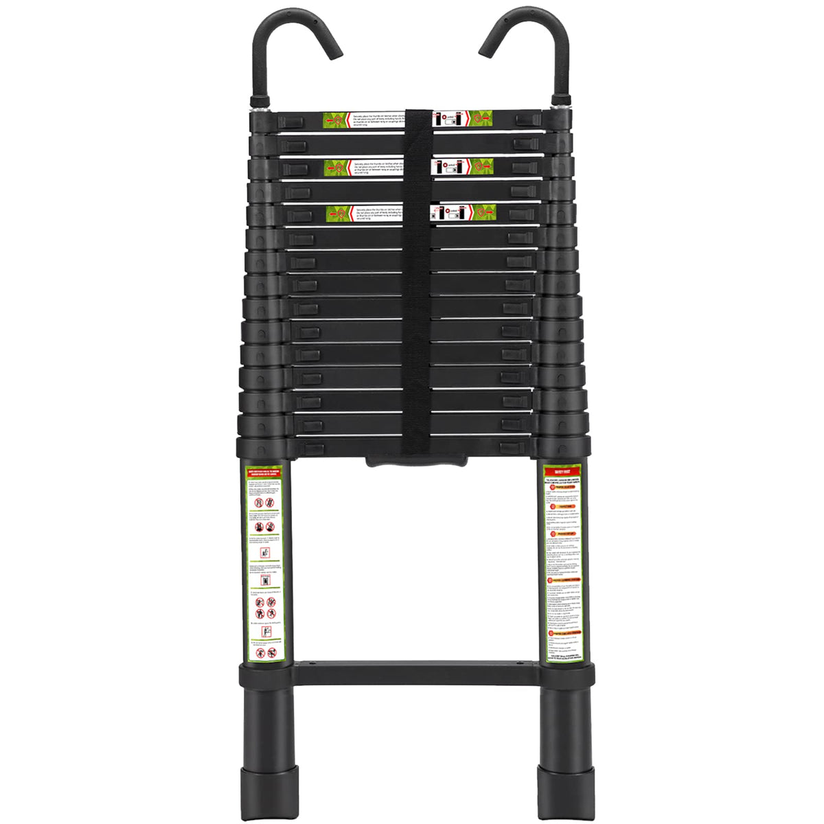 RIKADE telescoping ladder with a stable hook for secure indoor tasks
