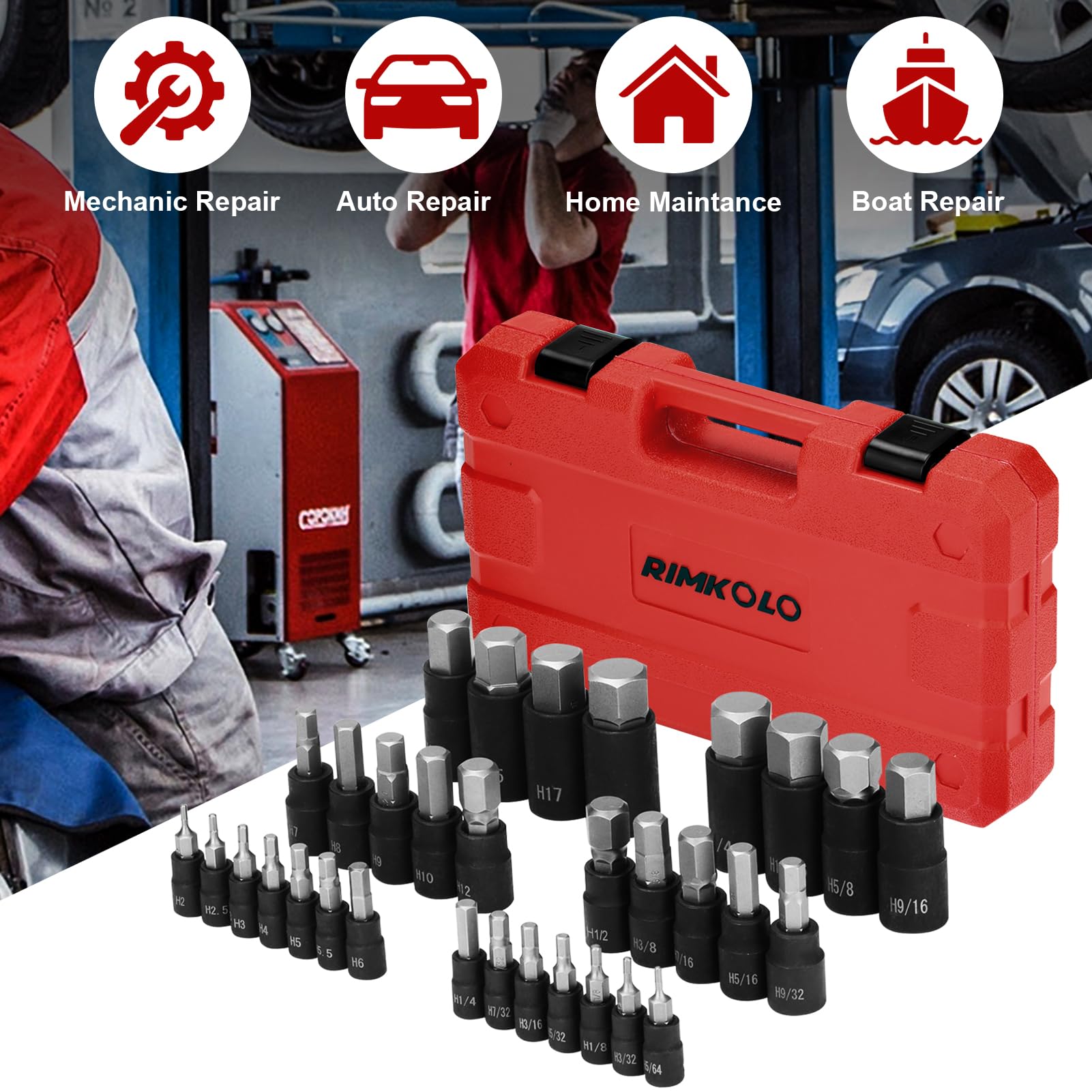 RIMKOLO compatible with 1/4, 3/8, and 1/2-inch drives for versatility