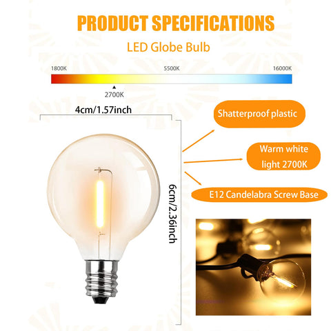 rincentd G40 warm white 2700K bulb offers cozy ambience for patios and decor