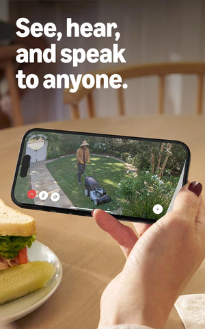 Ring Outdoor Cam Live View showing real-time monitoring from a tablet