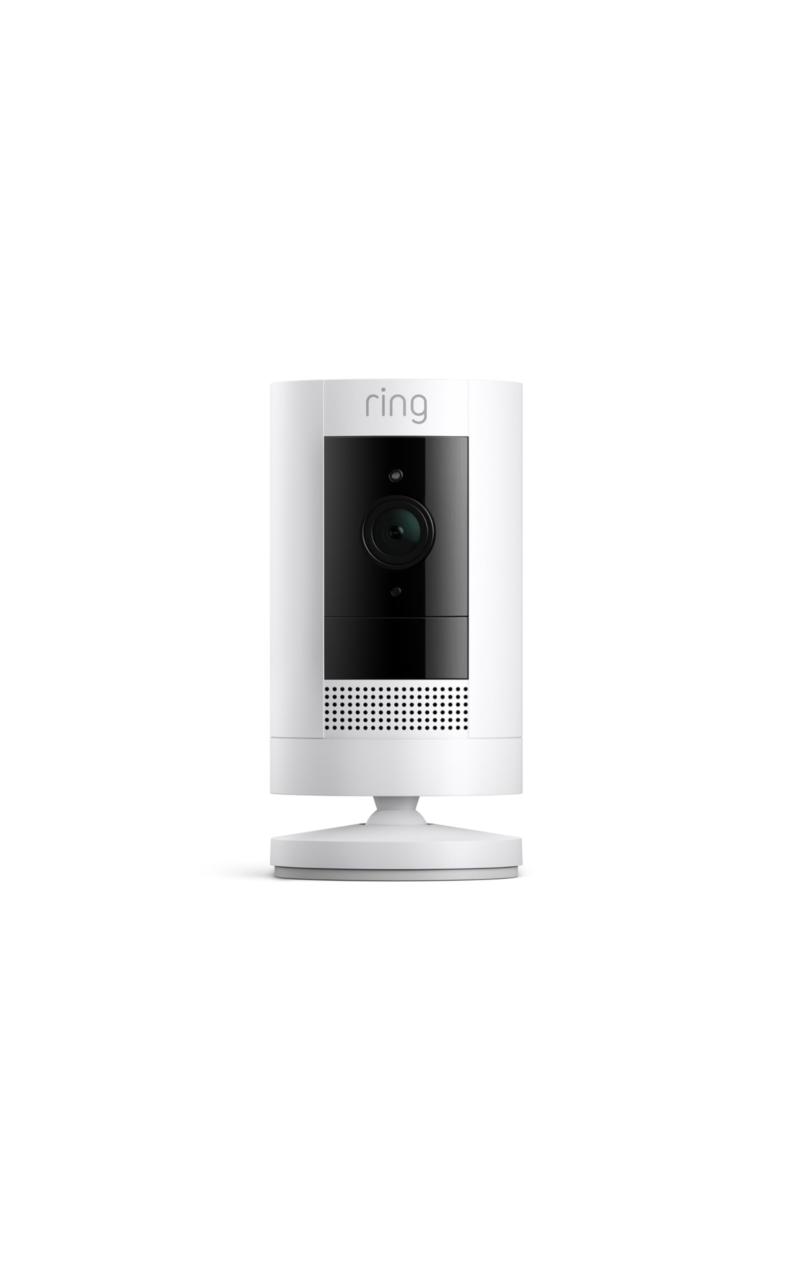 Ring Outdoor Cam Stick Up Cam mounted on wall for weatherproof outdoor surveillance
