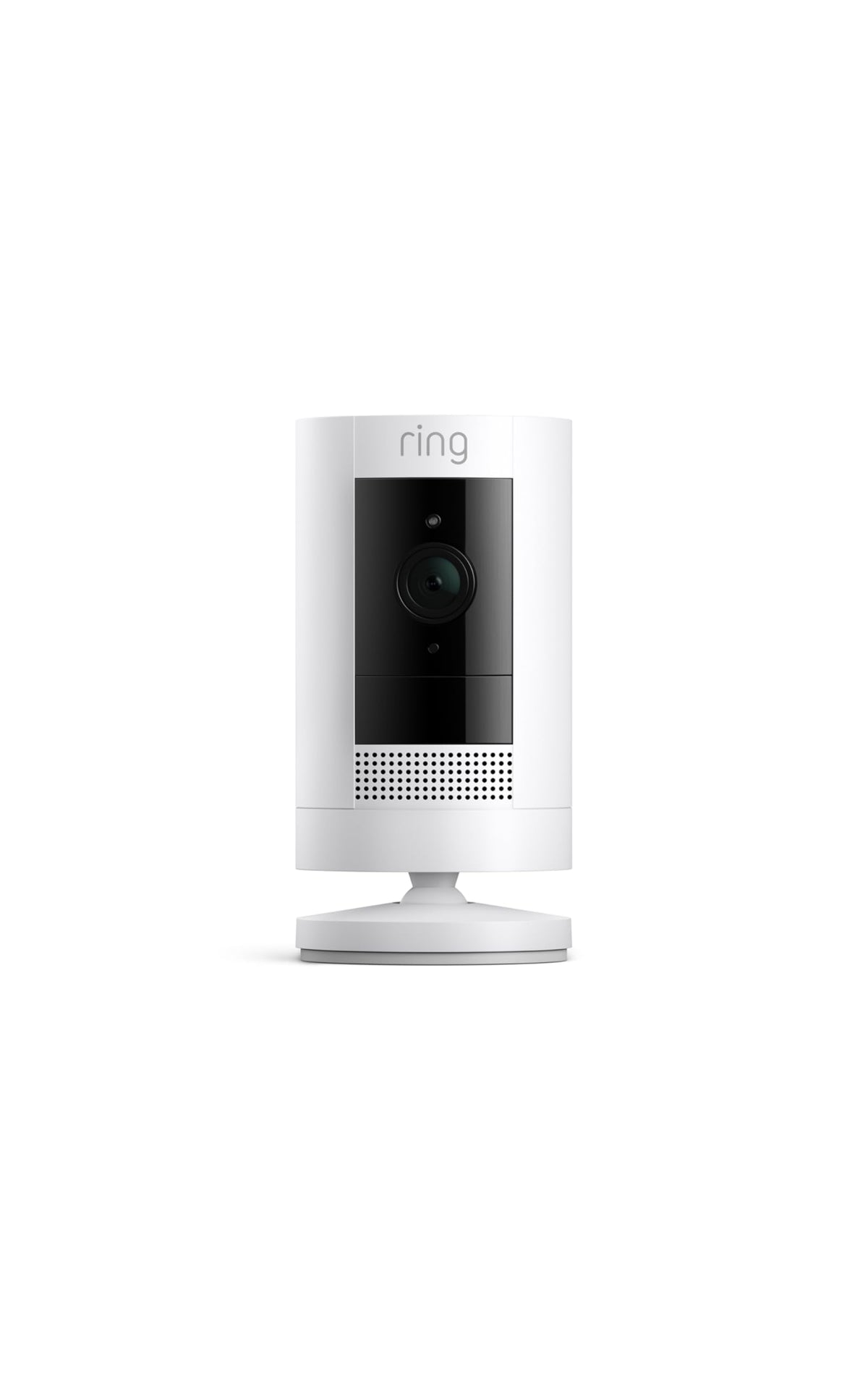 Ring Outdoor Cam Stick Up Cam mounted on wall for weatherproof outdoor surveillance